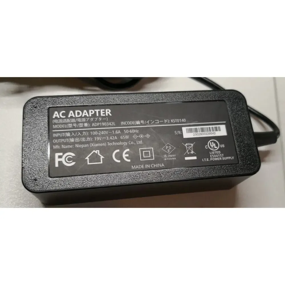 65W AC/DC Adapter 19V 3.42A charger power. ADP1903422 KSY0140 3mm Barrel Rnd Tip